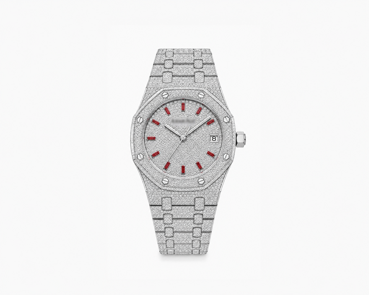 Luxury Iced-Out Royal Watch – Red Dial