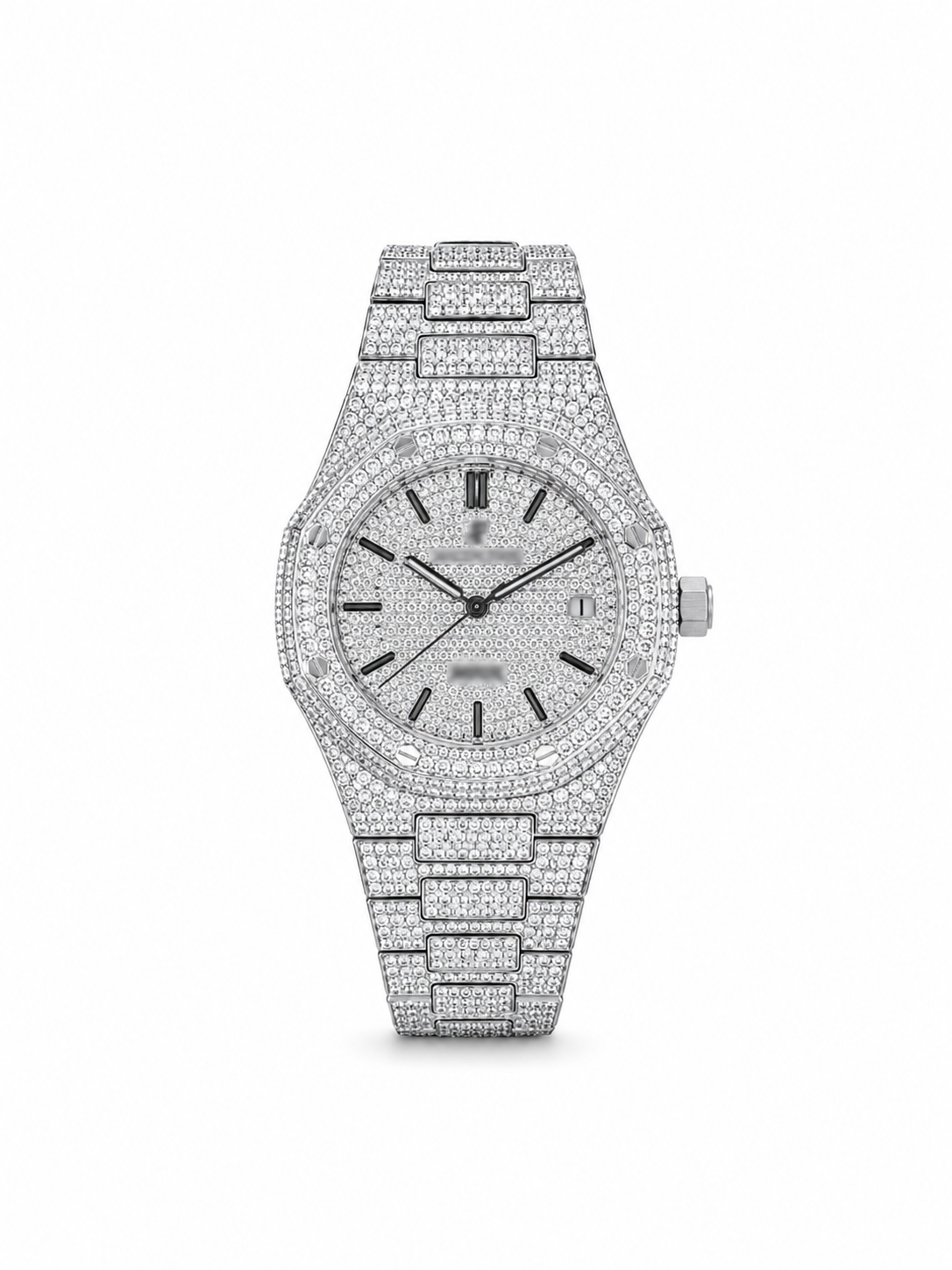 Luxury Iced-Out Silver Royal Watch