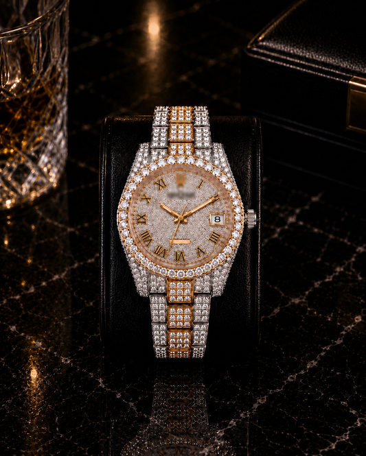 Luxury Iced-Out Two-Tone Watch