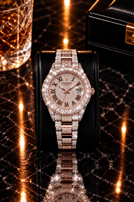 Luxury Iced-Out Rose Gold Two-Tone Watch