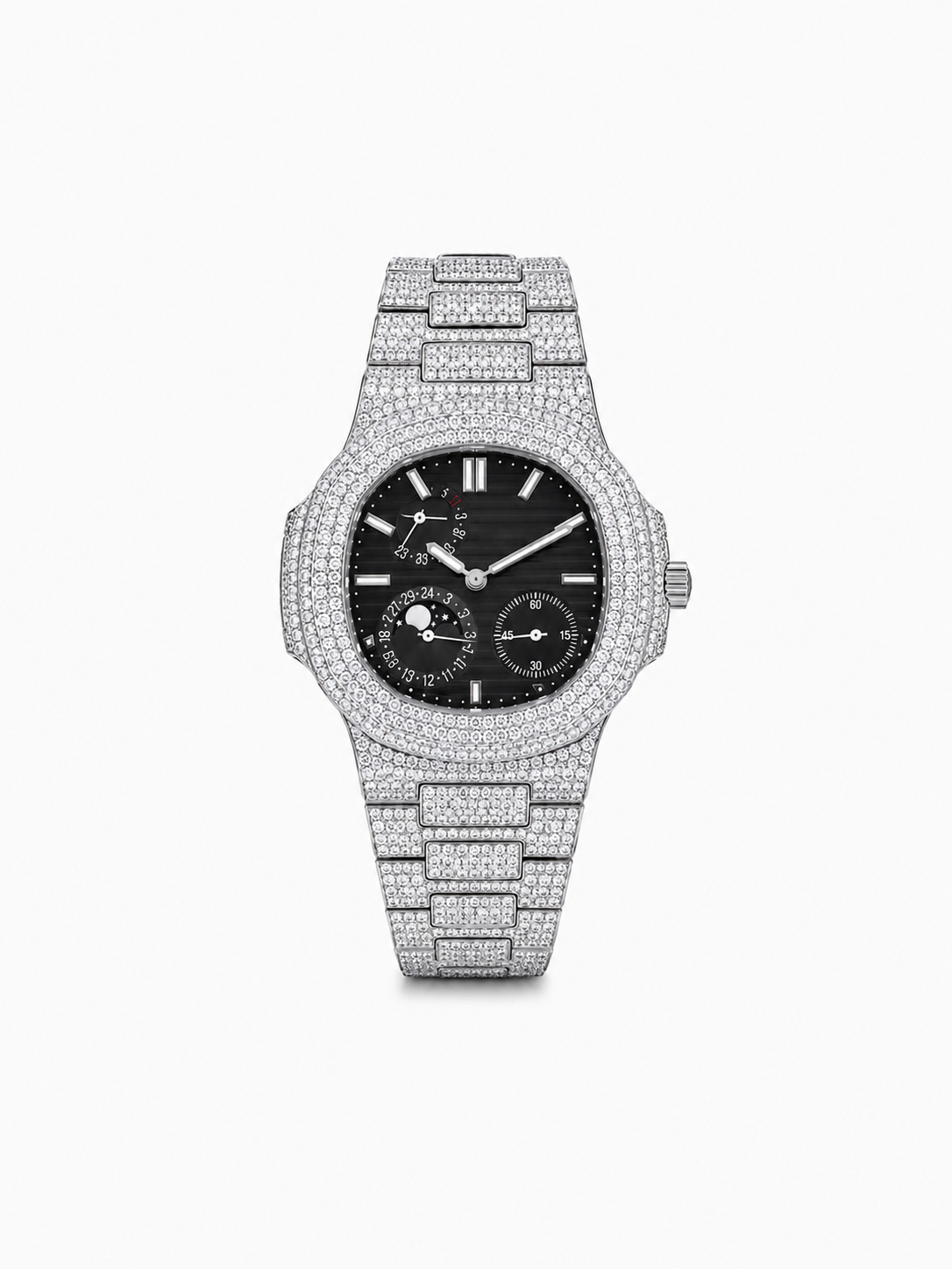 Luxury Iced-Out Black Dial Watch