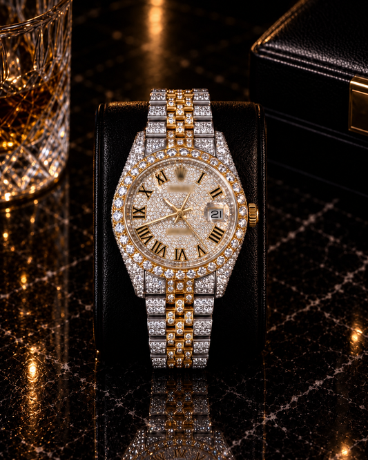 Luxury Iced-Out Two-Tone Watch