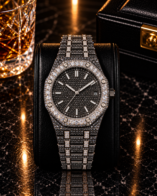 Luxury Iced-Out Black Royal Watch